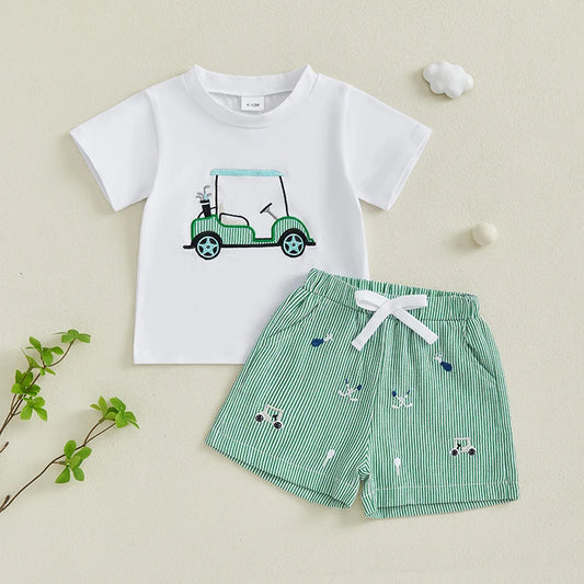 Boy's Short Sleeve Golf Cart Set
