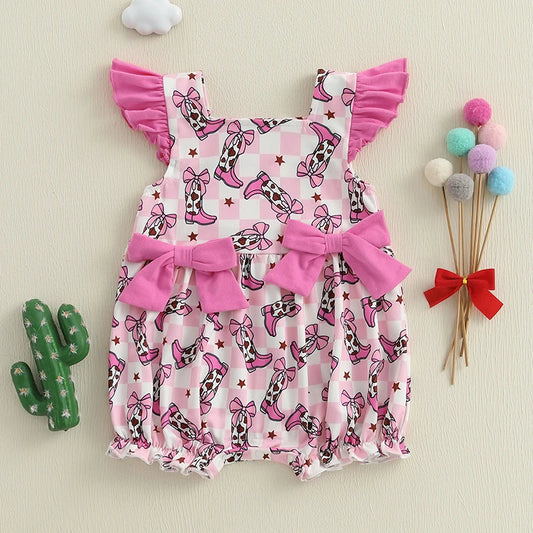 Cowgirl Boots Ruffle Romper