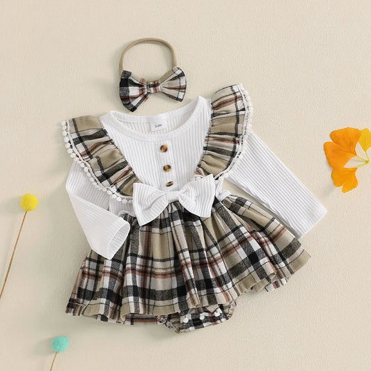 Plaid Ruffle Dress + Headband
