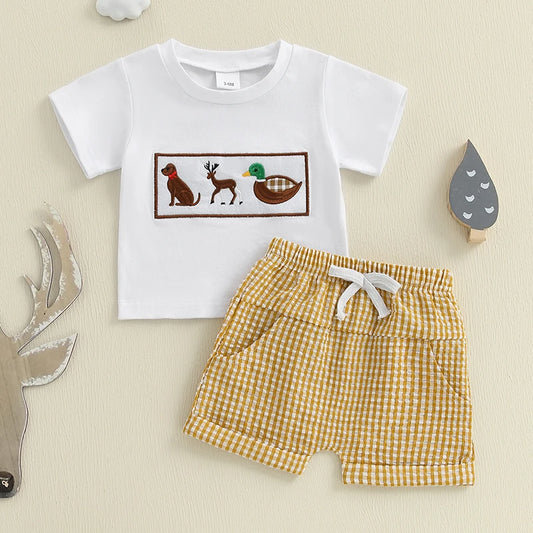 Plaid Embroidered Hunting Outfit