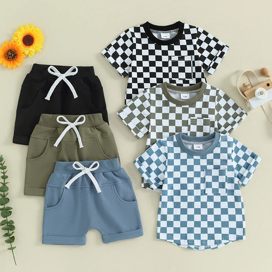 Boy's Checkered Short Sleeve Set