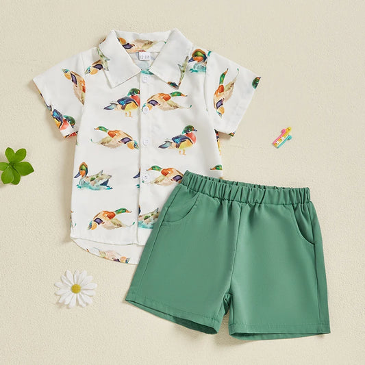 Mallard Button Up + Shorts