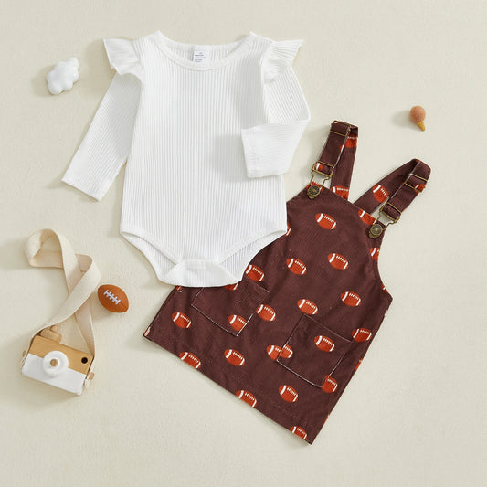 Girl's Long Sleeve Football Romper Set