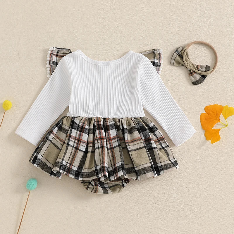 Plaid Ruffle Dress + Headband