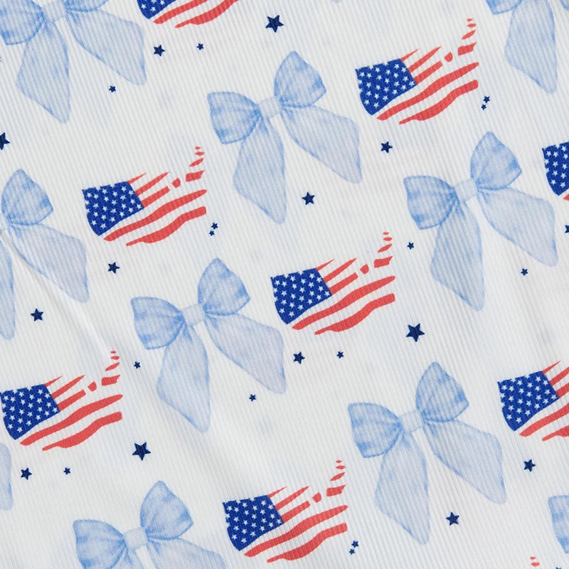 Patriotic Rompers with Bow and Flags