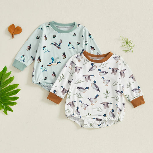 Boy's Long Sleeve Duck Romper