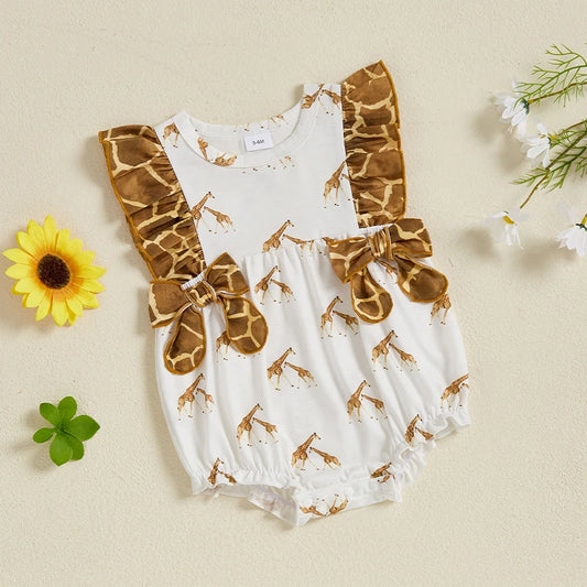 Giraffe Print Ruffle Onesie