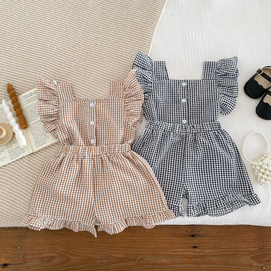 Plaid Short Sleeve Top + Short