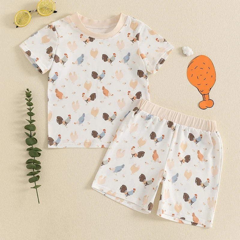 Chicken Print Top + Shorts